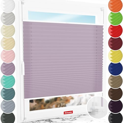 Schuette® Plissee ohne Bohren ● Premium Kollektion: Plum Charm (Lila) ● 45x120cm (Breite x Höhe) ● Suprafix Faltrollo Klemmfix 2.0 Rollo ● 60 Sekunden Plisseerollo Montage inkl. Video