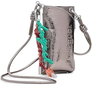 Desigual borsa per cellulare Half Logo Milton Phone Bag Brushed Silver malva