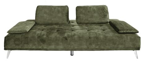 KAWOLA Schlafsofa Couch Samt Moosgrün WIOLO Sofa, Schlafcouch Bettsofa klein mit Schlaffunktion 240x110 cm