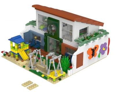 BlueBrixx Play 107857 Kindergarten mit Spielplatz, 596 Klemmbausteine, Kindergarten mit Spielplatz Geschenke für Play Fans, Bausteinset