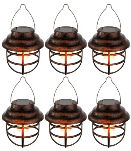 6er Set LED Solar Laternen Gitter Lampen Garten Deko Außen Beleuchtung Balkon Lampen rost