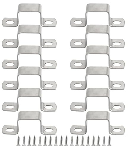 304 Stainless Steel Square Pipe Clamps with Screws, 12 Pack 20x20mm U Shaped Strut Connector Bracket Tube Buckle
