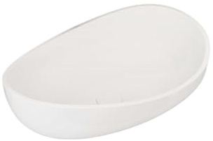 Lavandino ovale in pietra e resina, lavabo moderno, bianco opaco con piletta di scarico (bianco lucido)(Matte White)