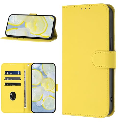 YIRRANZD Cover per Huawei P30 Lite, Custodia a Libro in PU Pelle [Slot Carte] Premium Flip Caso Portafoglio, Antiurto Wallet Case Cover per Huawei P30 Lite (Giallo limone)