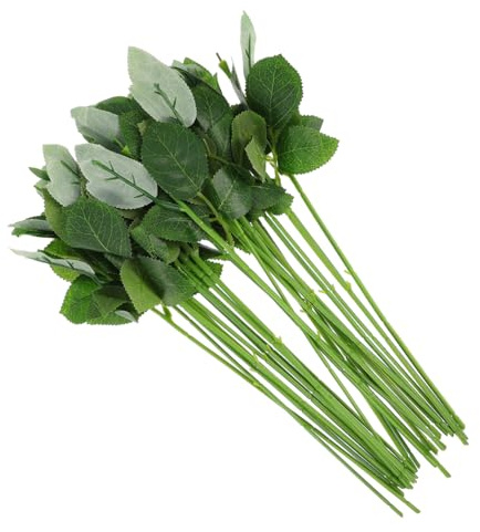 LOLIPPYY Künstlicher Blumenstab mit Blättern 30 Stück Grün zum Basteln | Flexibel und Biegsam, zum Drahten Frischer Blumen, für Blumenliebe und Wohnideen