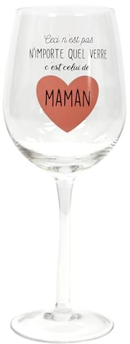 La Chaise Longue Verre à Vin Maman Motif Cœur Transparent 40 cl | Verre à pied, motif cœur affectueux, dégustation et moments détente, cadeau fête des mères