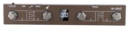 Honseadek MIDI-Fußschalter-Controller mit 4 Tasten, wiederaufladbar, kabellos, Bluetooth und USB-Pedal zum Umblättern von Seiten, kompakter MIDI-Controller aus Metall (Neuauflage)