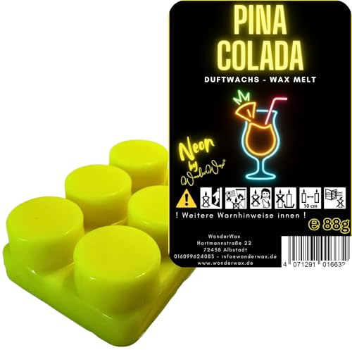 WonderWax Neon Duftriegel 6 x Duftwachs Kreise Wachsmelt Duftwachs Raumduft für Duftlampen Soja Wachs Melts Duftmelt Aroma Wellnes Kerzen Wärmer Wax Tarts Pina Colada