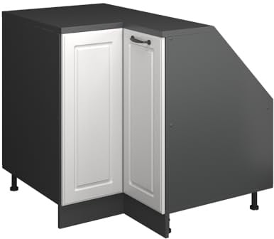 Vicco Eck-Küchenschrank für Dachschrägen R-Line, Weiß Landhaus, 75.6 cm mit 1 Tür, Schrankkorpus 60 cm Tiefe, zur freien Kombination innerhalb modularer Küchensysteme