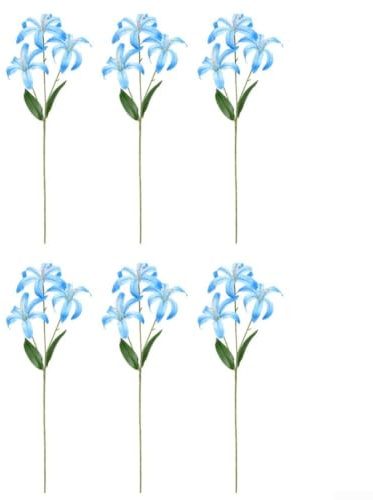 Bouquet di giglio artificiale a 6 steli, decorazione per occasioni speciali, tra cui matrimoni, eventi aziendali e abbellimento di interni residenziali (blu)