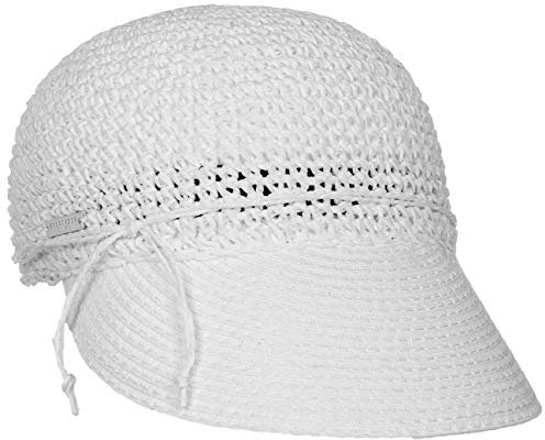 Seeberger Uni Rollable Crochet Cap Damencap Sommercap Sonnencap Sonnenvisor Strohcap Strandcap (One Size - weiß)