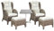 Mojawo Luxus Rattan Set 2 Stück Relaxsessel Korbsessel Rattansessel mit Hocker Ohrensessel mit Fußhocker aus Rattan, inkl. Polster in beige und 1 Stück Bistrotisch Aluminium