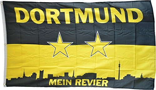 Fahne/Flagge FanFlagge Dortmund Mein Revier Sterne - 150 x 250 cm + gratis Sticker, XXL-Fahne von Flaggenfritze®