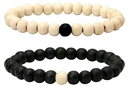 Eigso 2 Pièces Bracelet Perles en Bois Bracelet pour Homme Femme Bracelet Entretoise 7.5