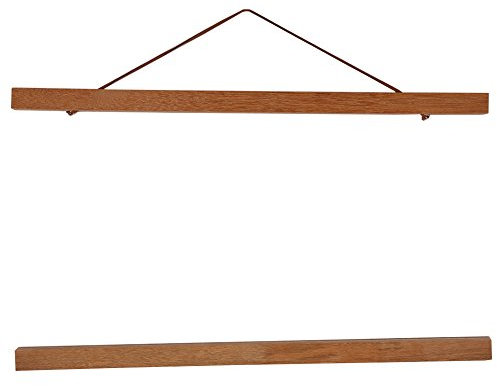 Portafotos magnético de madera natural con marco de fotos de madera natural de teca (40 cm de largo)