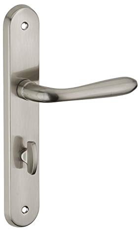 THIRARD - Ensemble de Poignées pour Salle de Bain et Toilette Athena - Acier Embouti - Usage Pratique avec Condamnation - Carré 7 mm - Entr'Axes 195 mm - Finition Nickelé Brossé - Gris