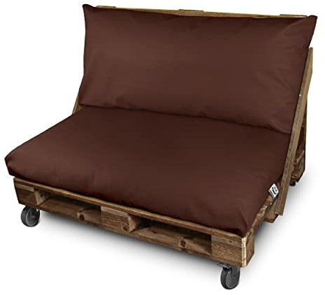 Happers wasserdichte und Abziehbare Outdoor Palettenkissen aus Kunstleder Braun 120x45x25cm