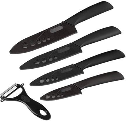 XINGXINRONG Couteau Céramique Cuisine, Ensemble de Couteaux de Cuisine avec Couvre de Protection pour Viande Fruits Légumes Pain-Antirouille et Résistant aux Taches, Lot de 5
