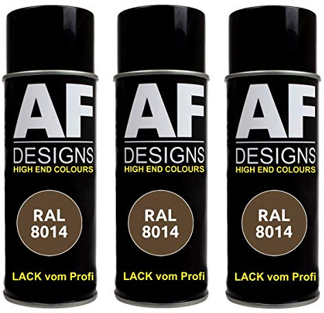 Alex Flittner Designs 3x RAL Lackspray Autolack Buntlack Spraydose RAL8014 SEPIABRAUN seidenmatt