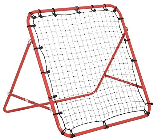 HOMCOM Rebounder für Fußball, Prellwand Rebound Netz, Metallrohr mit PE-Gewebe, Kickback Rückprallwand für Baseball Basketball, Fußballtor für Jugendliche Training 96x80x96cm, Rot