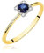Damen Ring 585 14k Gold Gelbgold echt Saphir Edelstein Diamanten Brillanten