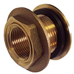 #86 Regentonnendurchführung Messing + Dichtung, Verschiedene Größen (Messing, 1 IG)