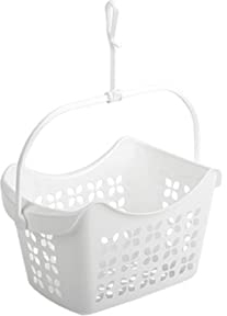 Engelland - 1 x Wäscheklammern-Korb, Hängekorb, mit Griff und Haken zum Auf-Hängen, PP-Kunststoff, L 24 x B 14,5 x H 13 cm, Farbe: Weiß