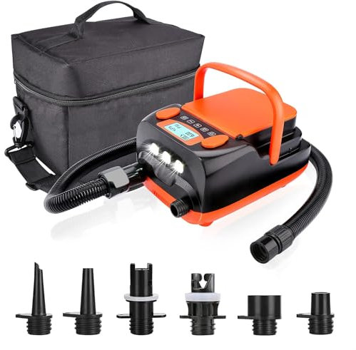 AGPTEK Portable Electric Air Pump Digital 16PSI 12V Rechargeable SUP Electric Air Pump Compressor with Quick Air Inflator/Deflator