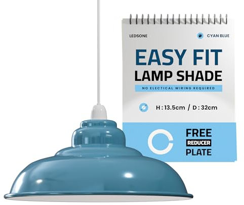 LEDSone Industrielle Hänge-Deckenleuchte, Lampenschirm, Retro-Küchen-Hänge-Deckenleuchten, Vintage-Metall-Loft-Bar-Hängebeleuchtung, rustikale Hängelampenschirm (Cyanblau 1, 1 Packung)