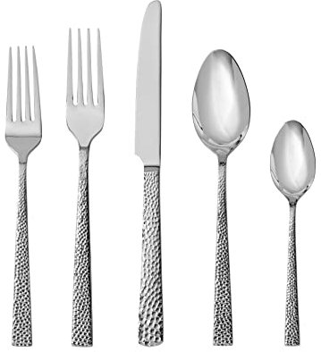 Fortessa Nomad - Posate in acciaio inox martellato a specchio, 20 pezzi, servizio per 4 persone