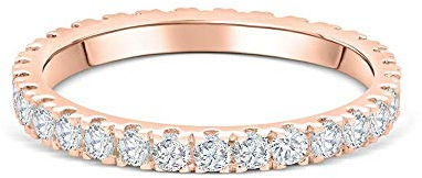 Lisandra Scott Eternity Ring Treasure 925 Sterlingsilber mit Zirkonia Kristall Damenring in Silber, Rosegold und Gold für Damen, Frauen mit Funkelnden Steinen Breit (56, Rose)