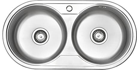 JASSFERRY Fregadero de Cocina Dos Senos, Fregadero Sobre Encimera de Acero Inoxidable, 84 x 44 cm