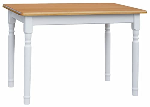 k koma Esstisch Küchentisch Tisch MASSIV Kiefer Holz weiß Honig Landhausstil - NEU Alder (60 x 110)