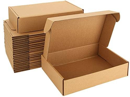 JMIATRY 30 Pack Shipping Boxes, 23x15.5x5cm (9x6x2 inches) Small Cardboard Gift Boxes, Corrugated Cardboard Postal Boxes for Packing, Brown