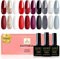 Yueshop Gel Nail Polish Set,10PCS Red Black Grey Silver White Gold Glitter Gel Nail Varnish Sets for Women,Gel Polish Soak-Off UV/LED Lamp for All Seasons Art Nail 8ml