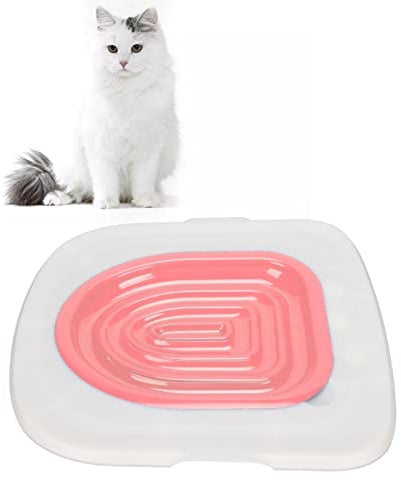 Cat Toilet Training Kit, Cat Toilet Training System, Teach Your Cat to Use the Toilet, Universal Reusable Cat Toilet Trainer for Pet Cleaning, Removable Design (White Tray, 1 Pink Inner Support)