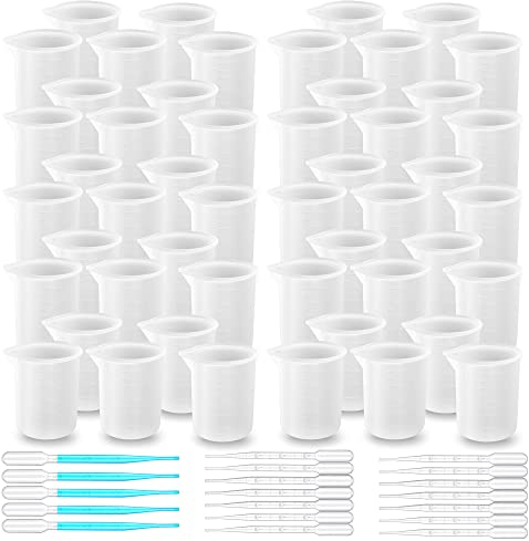 Woohome 50 Pz Misurini in Silicone in Resina, 100 ml Tazze in Silicone, Misurino di Miscelazione Antiaderenti per Colata di Resina Epossidica, Artigianato Fai Da Te