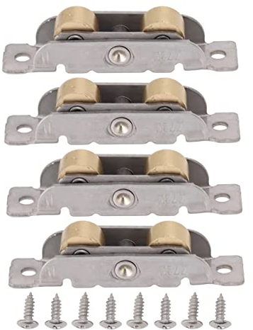 4-teilige Schiebetür-Tandem-Rollenbaugruppe Edelstahl-Kupfer-Kugellager-Türrolle für Glastüren (Flaches Rad)