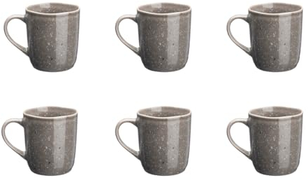Björn, Collection Stellar, Lot de 6 Mugs 40cl en Grès avec Email Réactif, Gris anthacite - Tasses à Café ou Thé - Compatible Micro-ondes et Lave-vaisselle
