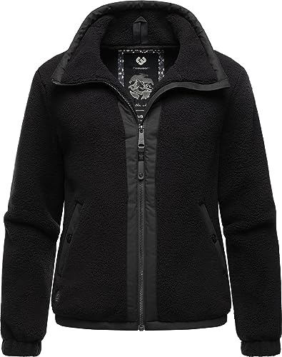 Ragwear Damen Fleecejacke Kurze Teddyfleece-Jacke warm mit Kapuze Nordicka XS-6XL