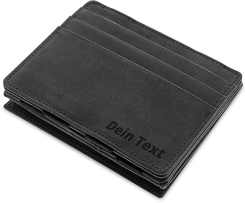 Jaimie Jacobs Flap Boy mit Gravur - Das Original - Magischer Geldbeutel mit Münzfach RFID-Schutz Geschenk Herren echtes Leder (Büffelleder Schwarz)