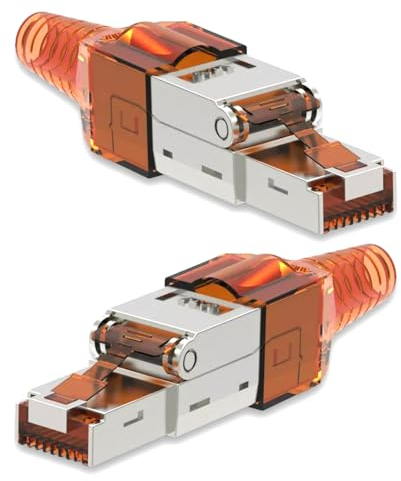 2X Netzwerkstecker CAT 7 Werkzeuglos RJ45 Netzwerk Stecker für Verlegekabel Patchkabel Netzwerkkabel aus Metall ohne Werkzeug werkzeugfrei