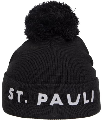 FC St. Pauli Reflective Bommelmütze Wintermütze (DE/NL/SE/PL, Alphanumerisch, Einheitsgröße, schwarz)