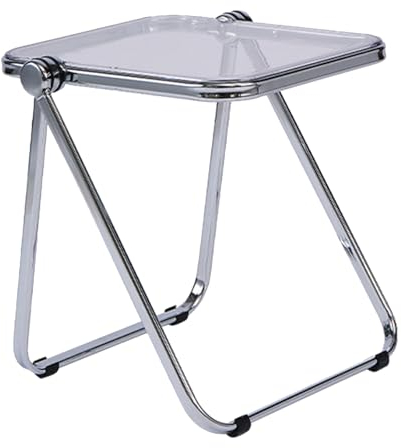 GMBAYUE Table D'appoint Verre, Petite Table Basse, Table D'appoint Pliable, Table de Chevet, Table Bout de Canape pour Salon, Chambre à Coucher, Chambre d'enfant, Buanderie (Color : Transparent)