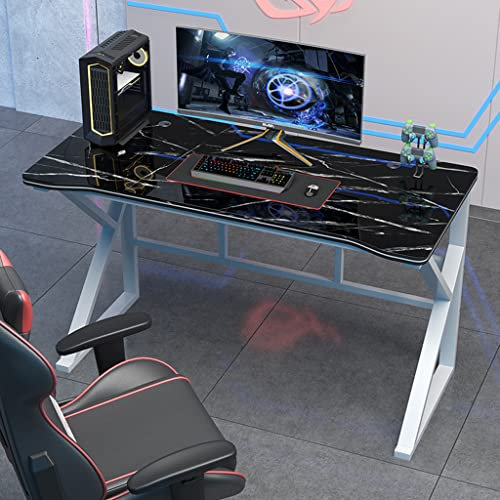 ARICCI Gaming Desk Large Computer Desk,K-Shaped Carbon Fiber Surface Gamer Desk,PC Computer Desk Gaming Table I Shaped Gamer Workstation with Mesh Wire,Black1-L 120CM vision