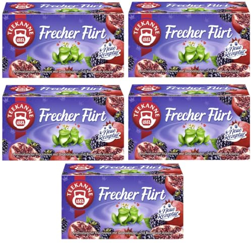 Grüner Tee Jasmin 20ST 30G x 4 STÜCK + Teekanne Frecher Flirt Tee Aromatisierter Früchtetee mit Granatapfel- und Brombeergeschmack 20 x 2.25 gramm x 5 er Pack MIT PUFAI GROCERY