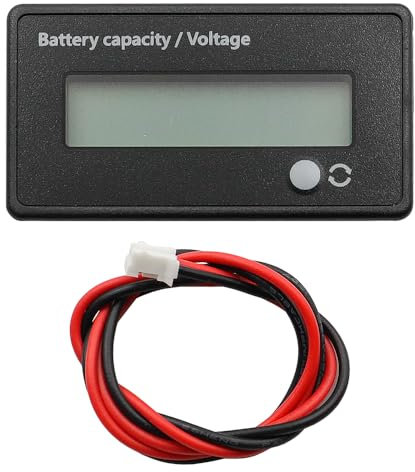 FONGKNOX 2 in 1 Battery Capacity Voltmeter Meter Monitor LCD Blue Adjustable 12V-72V Lithium Li-ion LiFePo4 Lead-acid Gel Batteries High Accuracy Capacity Meter Voltage Tester Waterproof Surface