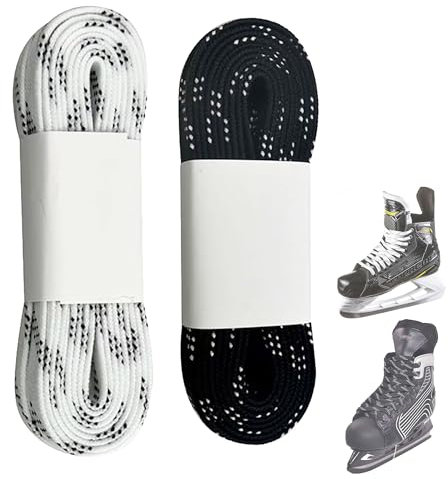 Hayaww 2 Paar 120 inch Schnürsenkel Hockey,Prolace Waxed Hockey Skate Laces,Profi-Schnürsenkel für Eishockey,professionelle flache Schnürsenkel für Hockey (A)