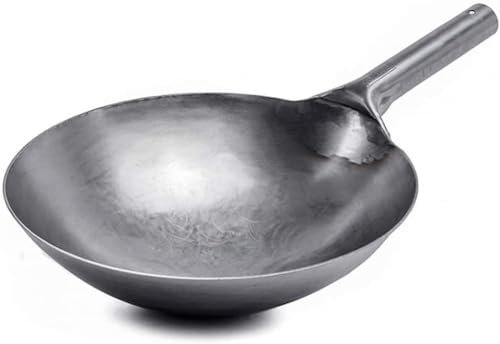 KRODEAIR Carbon Steel Wok,Wok Traditional Hand Hammered Wok，for Traditional Chinese Non-Stick cookware in Family Restaurants,30CM