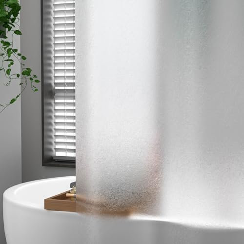 Whoiy Rideau Douche peva Anti Moisissure 180 cm Hauteur, Rideau de Douche Semi Transparent Blanc Moderne Rideau de Baignoire Lavable 80 x 180 cm